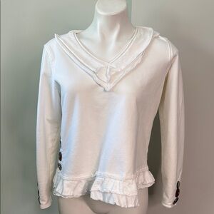Neon Buddha White Ruffle Sweatshirt size small EUC